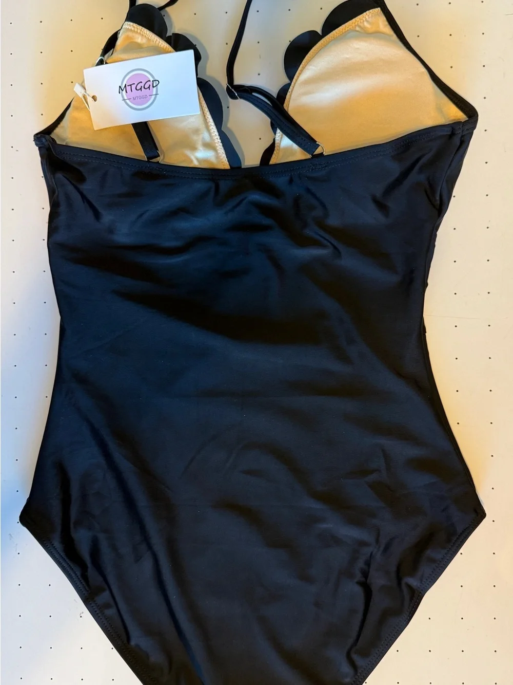 Women’s Black Floral Cutout One-Piece Swim Suit (Size Small - Black & Tan) - NEW